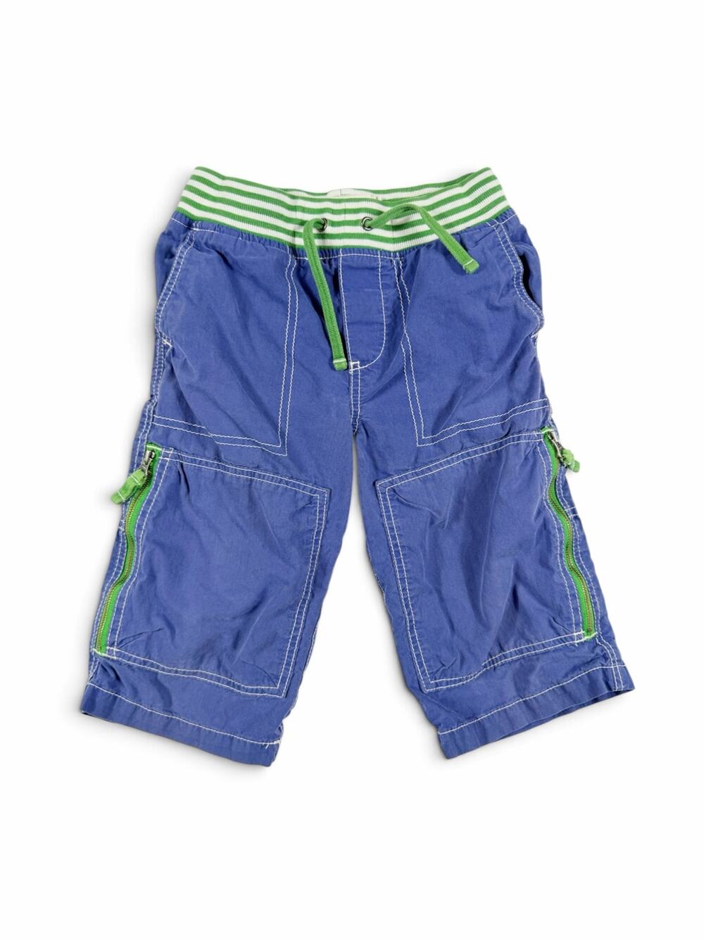 Mini Boden Techno Cargo Shorts Blue Green Zip Pockets Boys Size 7